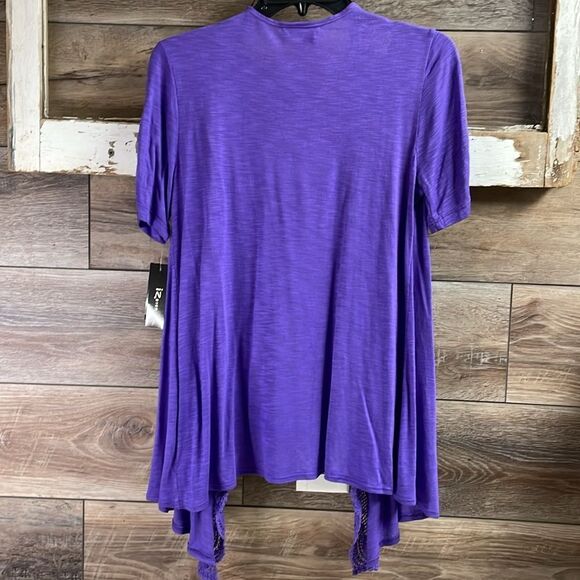 IZ Byer Ladies Cardigan,Size Small,Purple with Crocheted Trim, NWT New with Tags - Picture 6 of 6